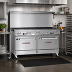 Thumbnail image #2 for Southbend (Middleby) Ultimate 4602AA 60-Inch Commercial Gas Range with 10 Open Burners, 2 Convection Ovens, and Flue Riser Shelf