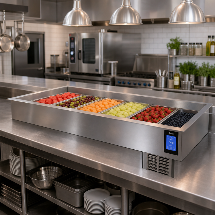 Product image #2 for Duke CP6-SB-DC-D Drop-In Cold Food Well, 6-Pan, Refrigerated, Touchscreen Control