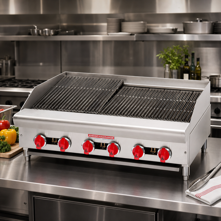 Product image #2 for American Range 60-Inch Gas Countertop Charbroiler with 10 Burners and Manual Controls