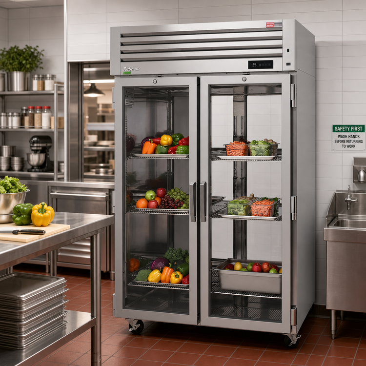Product image #2 for Turbo Air PRO Series Pass-Thru Two-Section Reach-In Refrigerator, 53.87 Cu. Ft., Top-Mount, Glass/Solid Doors