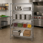 Thumbnail image #2 for Quantum WR54-2424S Stationary 4-Shelf Wire Shelving Starter Kit, 24"W x 24"D x 54"H, 304 Stainless Steel