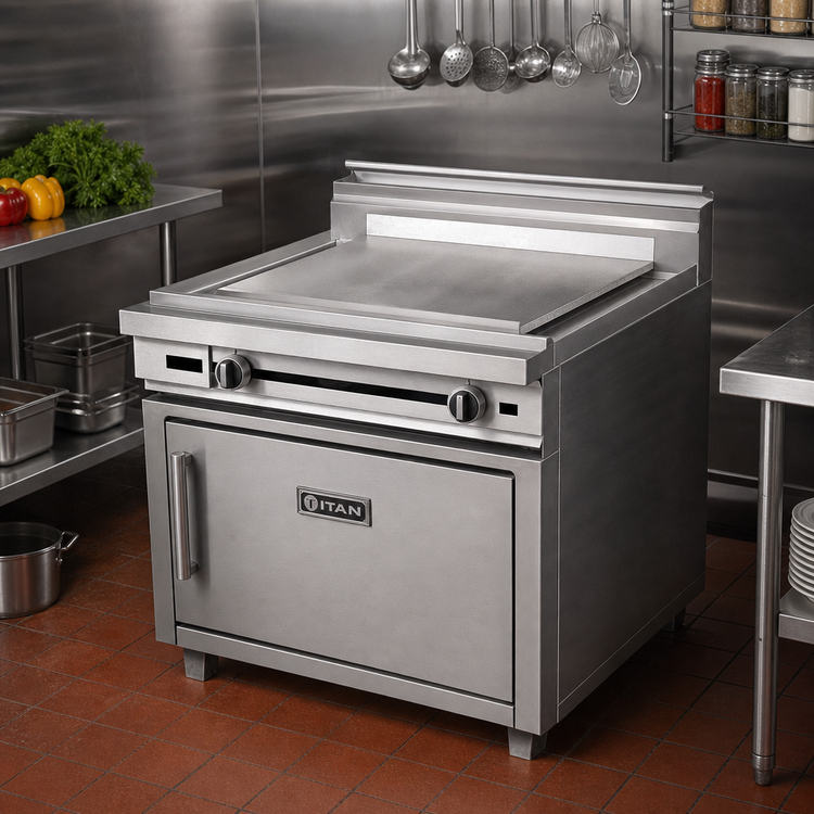 Product image #2 for Titan JTRH-36IP-36 36" Heavy Duty Gas Range with Even Heat Plancha and Standard Oven