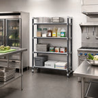 Thumbnail image #2 for Cambro Camshelving® Elements EXU215464S4480 4-Tier Solid Stationary Starter Polymer Shelving Unit, 21" Deep x 54" Wide x 64" High, Speckled Gray
