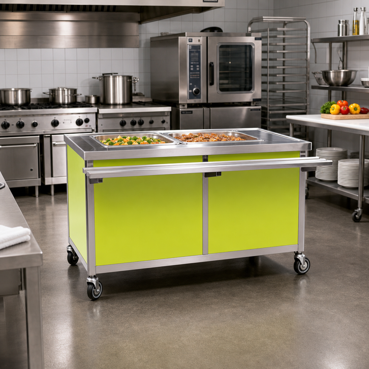 Product image #2 for Director's Choice Mobile Electric Hot Food Table, Open Well, with (2) 12" x 20" Insulated Wells