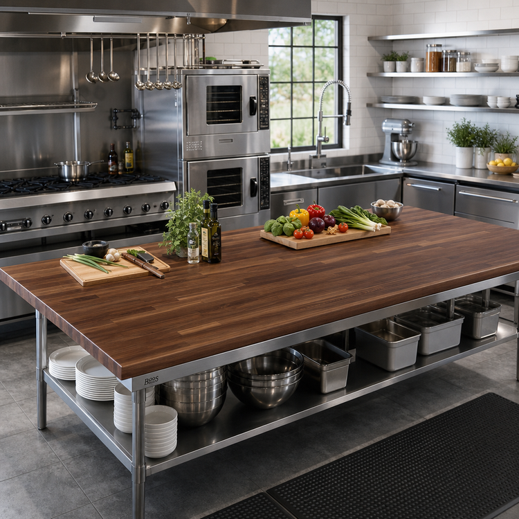 Product image #2 for Boos Block Blended Edge Grain American Black Walnut Kitchen Countertop - 120 x 25 x 1-1/2 Inch, Varnique Finish