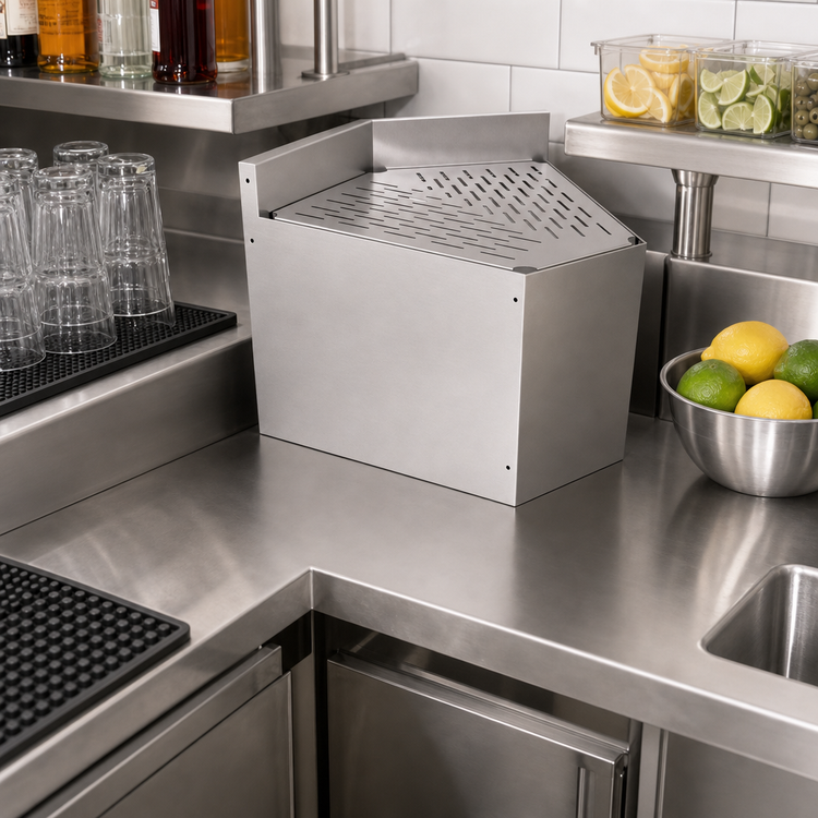 Product image #2 for John Boos Underbar Drainboard Corner Angle Filler, Inside Corner, 45 Degree Angle, Drainboard Top, Stainless Steel