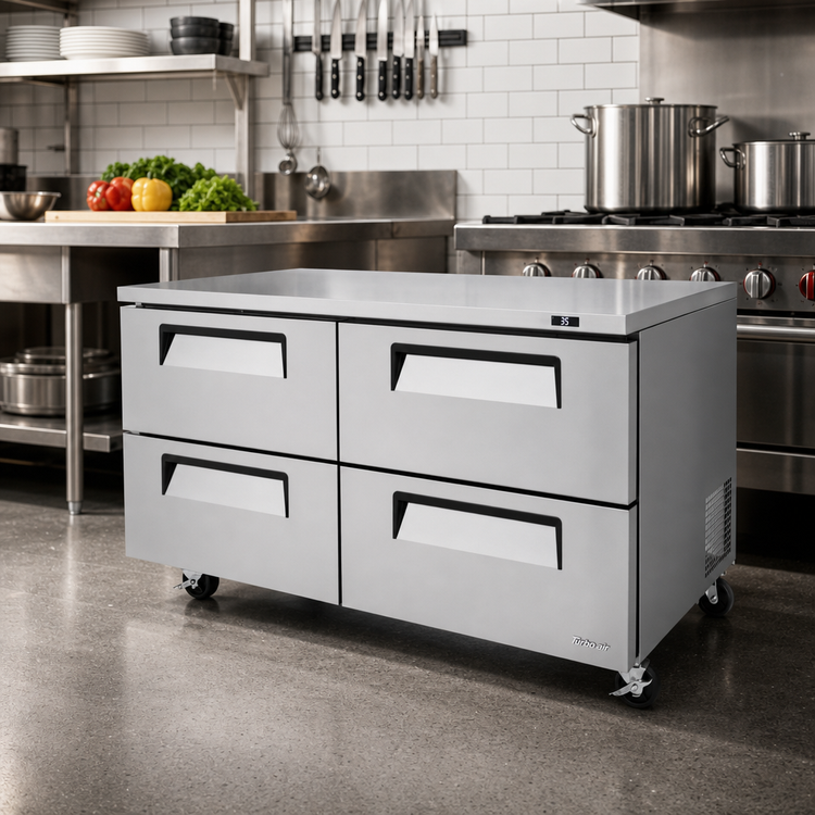 Product image #2 for Turbo Air Super Deluxe 2-Section Undercounter Drawer Refrigerator with 4 Stainless Steel Drawers