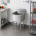 Thumbnail image #2 for Sapphire Manufacturing SMS1416 1-Compartment Stainless Steel Floor Model Sink with 14 x 16 x 14 Inch Bowl and 9-3/4 Inch Backsplash