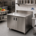 Thumbnail image #2 for Advance Tabco 36 Inch x 30 Inch Enclosed Work Table with Cabinet Base, 14-Gauge 304 Stainless Steel Top and 5-Inch Backsplash