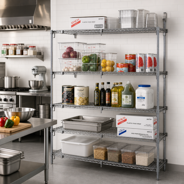 Product image #2 for Metro Super Adjustable Super Erecta Add-On Wire Shelving Unit, 72"W x 24"D x 74"H, 5 Shelves, Chrome Plated