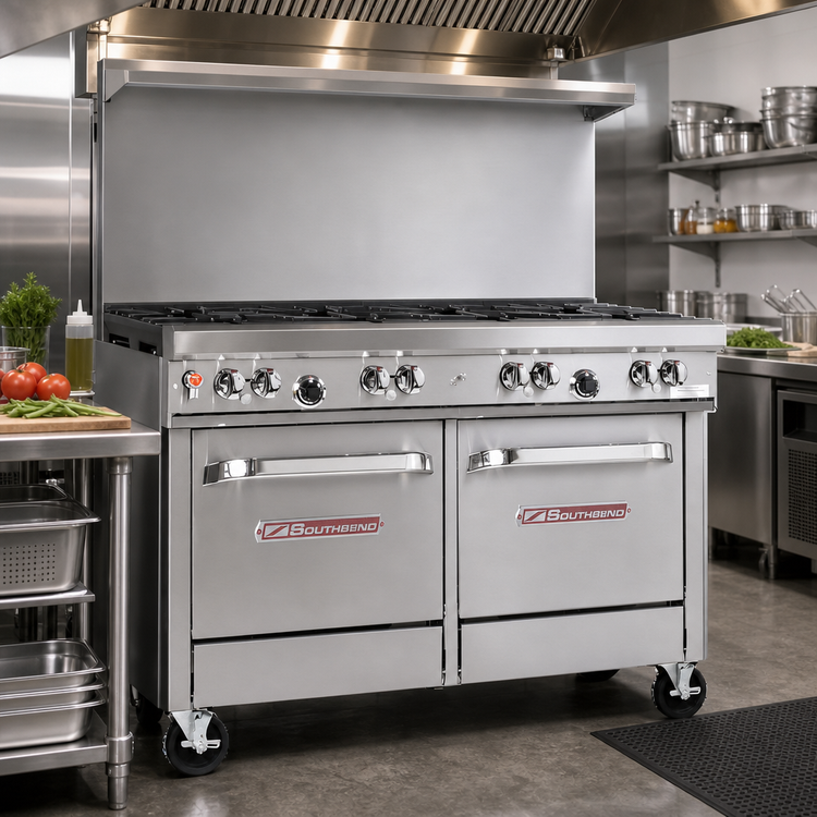 Product image #2 for Southbend Ultimate 48-Inch Gas Restaurant Range with 8 Star/Sauté Burners and 2 Space Saver Ovens