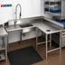 Thumbnail image #2 for Eagle Group Soiled Corner Dishtable with Pre-Rinse Sink, Right-Hand, 72 Inch, 16-Gauge 430 Stainless Steel