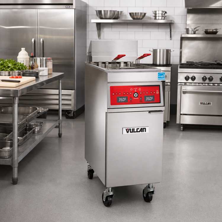 Product image #3 for Vulcan 21-Inch Freestanding Electric Deep Fryer with Programmable Computer Controls, 85 lb. Capacity