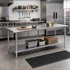 Thumbnail image #3 for Flash Furniture NH-WT-3072BSP-GG 72 x 30 x 36 Inch Stainless Steel Prep and Work Table with 18-Gauge Top, Backsplash and Undershelf
