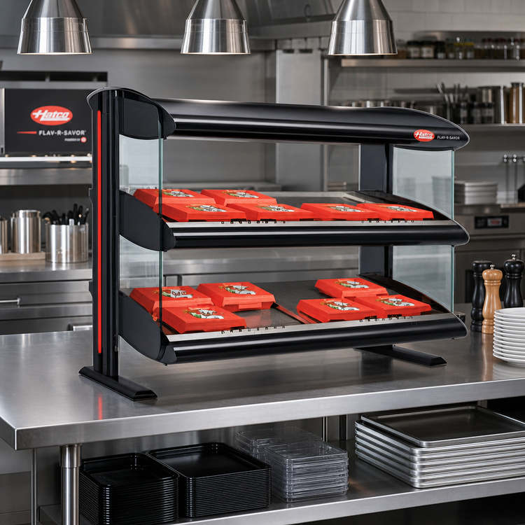 Product image #2 for Hatco Spot On® Horizontal Dual Shelf Heated Zone Merchandiser Warmer, 52-Inch Wide Countertop Hot Food Display