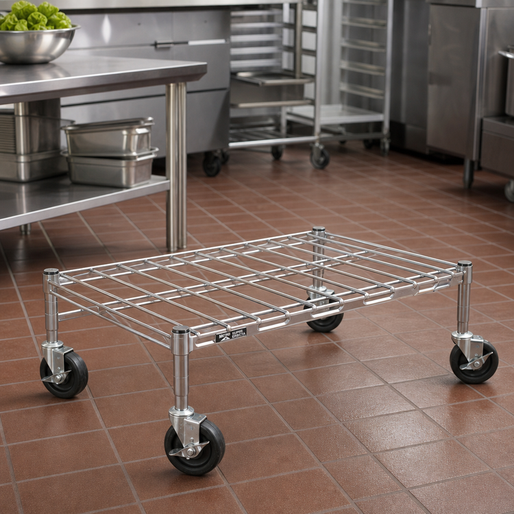 Product image #2 for Metro Super Erecta Mobile Stainless Steel Dunnage Rack with Wire Mat, 48 x 18 Inches, 800 lb Capacity