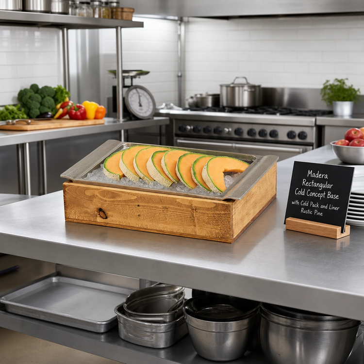 Product image #2 for Madera Rectangular Cold Concept Base with Cold Pack and Liner, Rustic Pine
