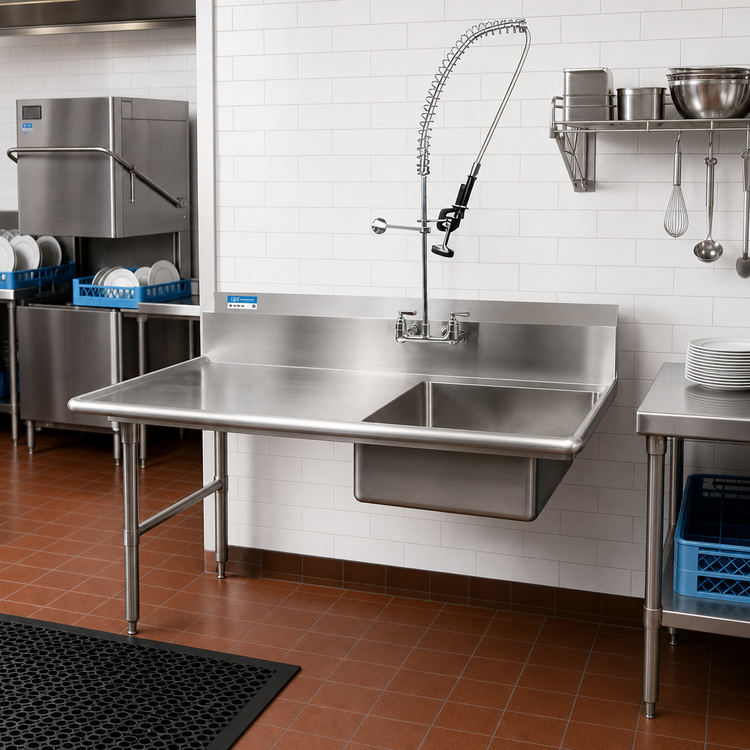 Product image #2 for BK Resources 72 Inch Straight Left-to-Right Soiled Dish Table with Pre-Rinse Sink and Faucet