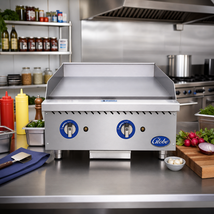 Product image #2 for Globe 24-Inch Countertop Gas Griddle, 60,000 BTU, Natural Gas/LP Convertible