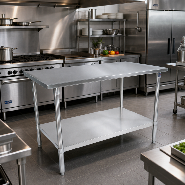 Product image #2 for John Boos Stallion 72-Inch x 36-Inch 16-Gauge Stainless Steel Flat Top Work Table with Fixed Undershelf