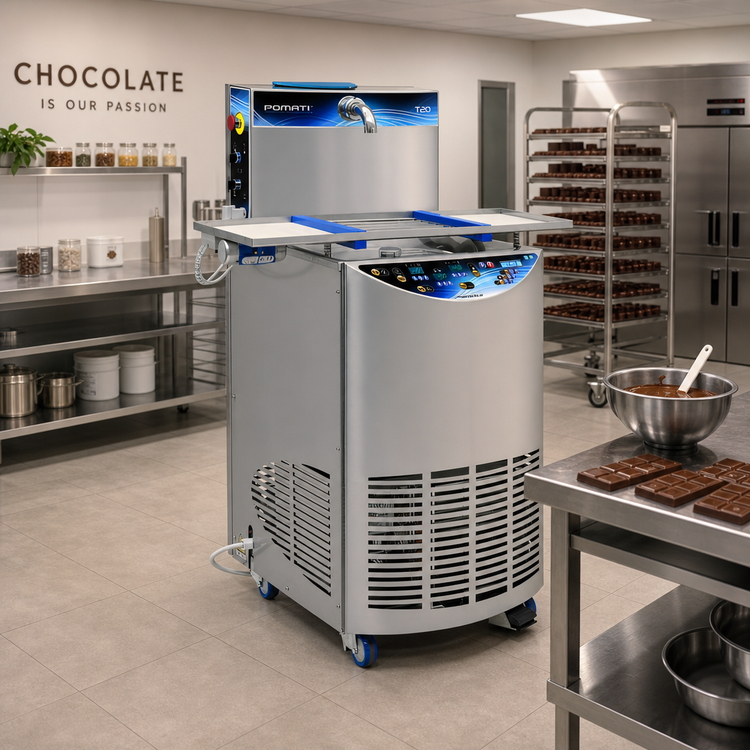 Product image #2 for Pomati T20 Free-Standing Chocolate Tempering Machine with 24 kg Tank, Heated Vibrating Table, 400V/3-Phase