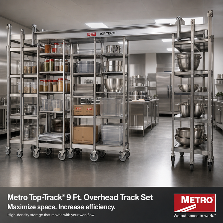 Product image #2 for Metro Top-Track 9 Ft. Overhead Track Set for High-Density Shelving