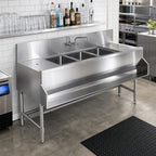 Thumbnail image #2 for Eagle Group Spec-Bar B6-3-L-24 72-Inch Three-Compartment Underbar Sink, 24-Inch Deep, Left Drainboard, 8-Inch Backsplash with Faucet
