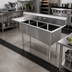 Thumbnail image #2 for Omcan 3-Compartment Floor Model Pot Sink with Left Drainboard, 18-Gauge 304 Stainless Steel