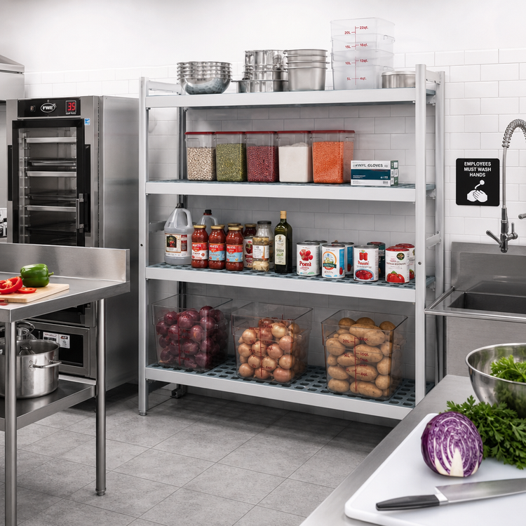 Product image #2 for Fermostock 4-Tier Stationary Starter Polymer Shelving Unit, 64" W x 22" D x 83" H