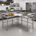 Thumbnail image #2 for Advance Tabco L-Shaped Corner Stainless Steel Work Table, 144 x 60 Inches, 30-Inch Deep, 14-Gauge 304 Top, 5-Inch Backsplash