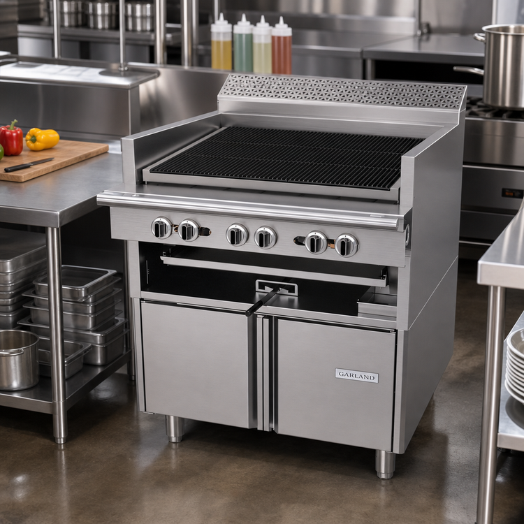 Product image #2 for Garland Cuisine Series Heavy Duty 36-Inch Gas Charbroiler Range with Open Cabinet Base and Cast Iron Radiants