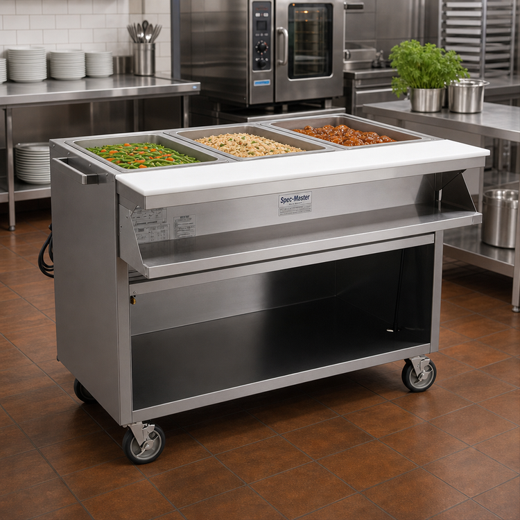 Product image #2 for Spec-Master SPHT3CB-208-3 48" 3-Pan Electric Mobile Sealed Well Hot Food Table with AutoFill