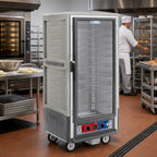 Thumbnail image #2 for Metro C5 Insulation Armour C537-CFC-U-GY Mobile 3/4-Height Heated Holding & Proofing Cabinet, Clear Door, 14 Sheet/26 Hotel Pan Capacity