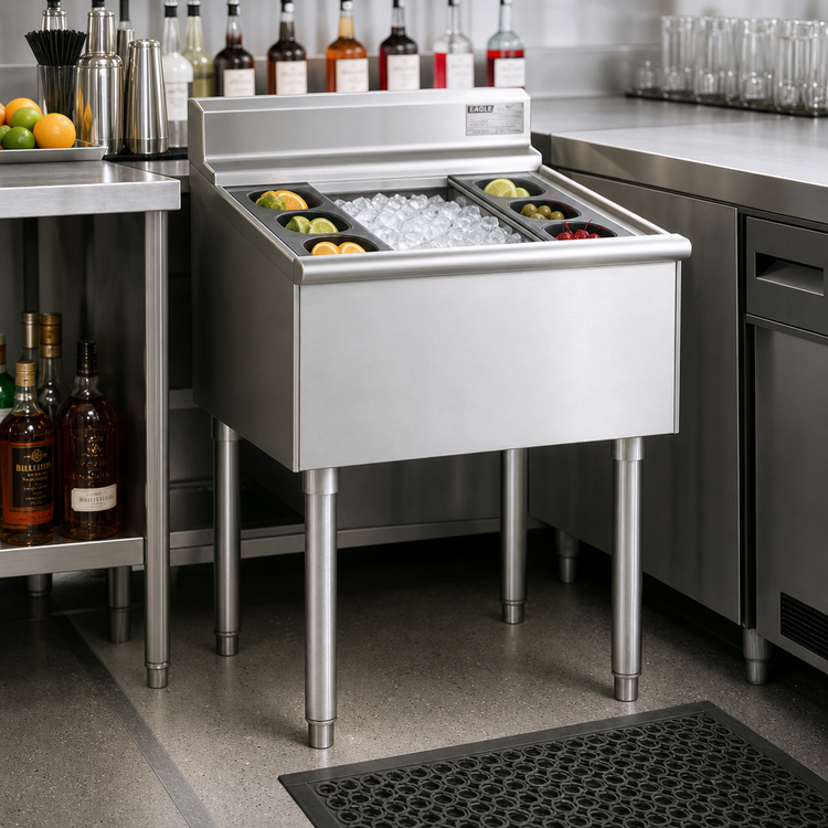Product image #2 for Eagle Group 2200 Series 24 x 24 Inch Underbar Cocktail Unit with 16 Inch Deep Insulated Ice Bin and 7-Circuit Cold Plate