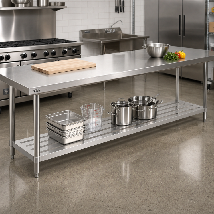 Product image #2 for John Boos 108" x 30" Stainless Steel Dunnage Undershelf for TC & GMT Series Work Tables