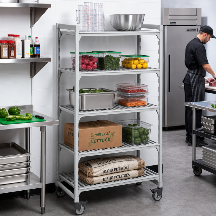 Product image #3 for Camshelving Premium 5-Tier Vented Mobile Starter Polymer Shelving Unit, 21 x 36 x 75-1/4 Inches, Speckled Gray