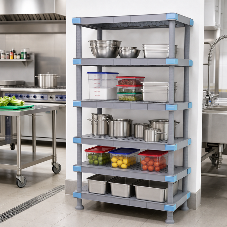 Product image #2 for Quantum Millenia 72-Inch x 24-Inch x 62-Inch Polymer Shelving Unit with 5 Shelves and Dunnage Stand