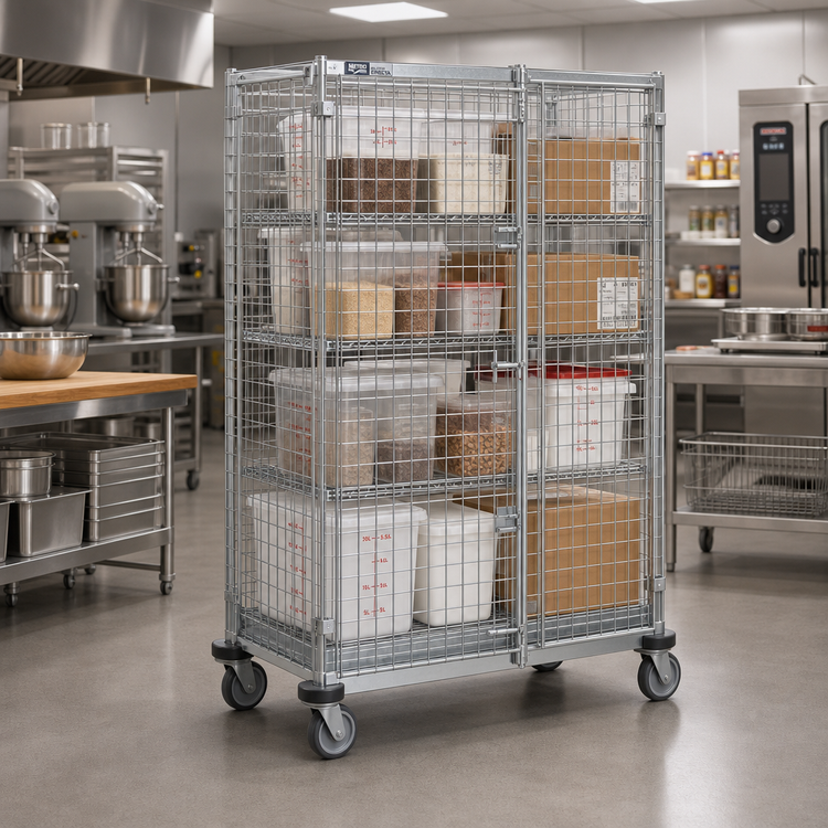 Product image #2 for Metro Super Erecta Mobile Wire Security Cage with Aluminum Dolly and Wrap-Around Bumper