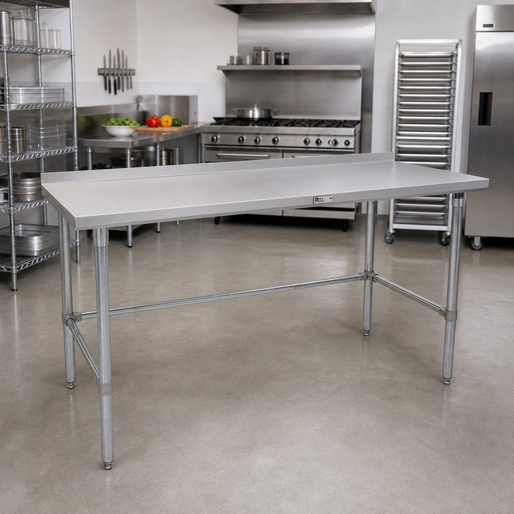 Product image #2 for John Boos Stallion 120-Inch x 24-Inch 16-Gauge Stainless Steel Top Work Table with 1-1/2-Inch Rear Up-Turn and Galvanized Base