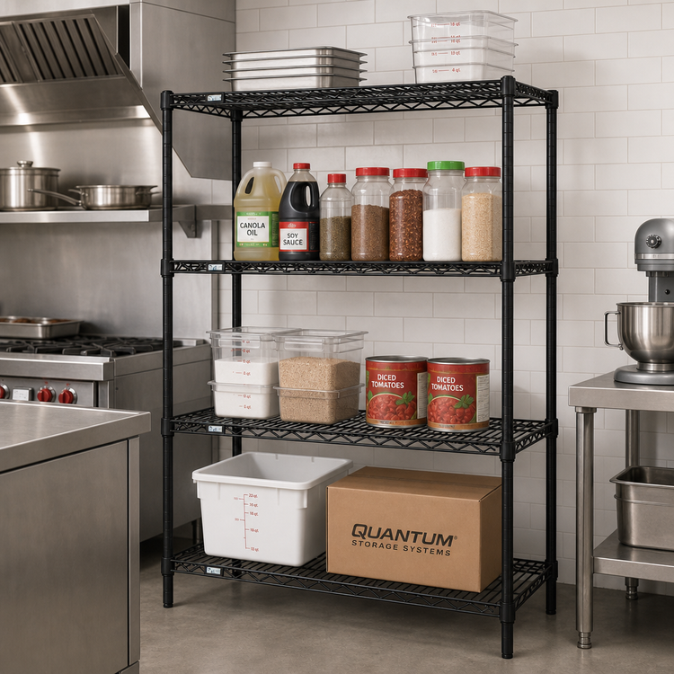 Product image #2 for Quantum Black Epoxy Wire Shelving Starter Kit with 4 Shelves and 4 Posts