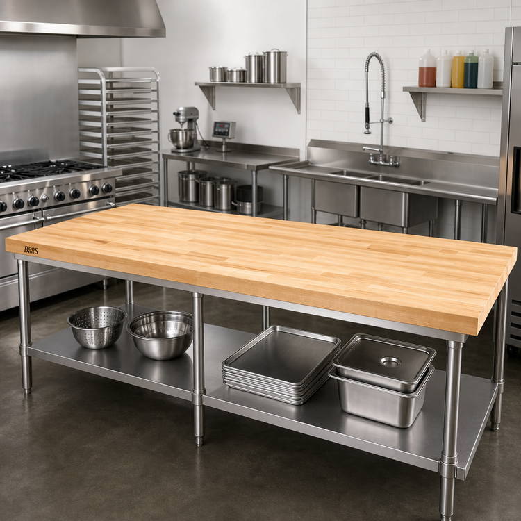 Product image #2 for Boos Block Blended Edge Grain Maple Kitchen Countertop, 120"W x 38"D x 1-1/2" Thick, Penetrating Oil Finish, No Backsplash