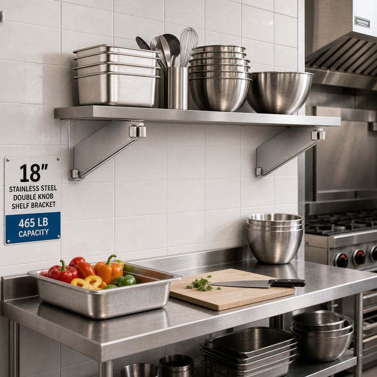 Product image #2 for 18-Inch Stainless Steel Double Knob Shelf Bracket for Cantilevered Shelving, 465 lb Capacity