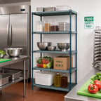 Thumbnail image #2 for Quantum WR63-2430WPM-5 5-Tier Stationary Wire Plastic Mat Shelving Unit, 30"W x 24"D x 63"H, Green Epoxy
