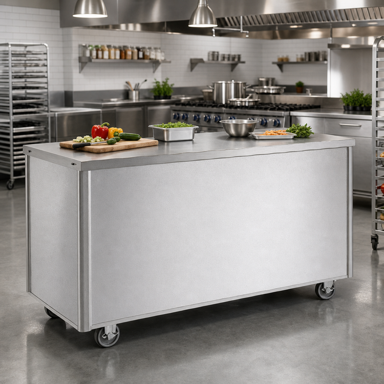 Product image #2 for Randell 96-Inch Mobile Modular Utility Station with Enclosed Base and 16-Gauge Stainless Steel Top