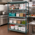 Thumbnail image #2 for Quantum 4-Tier Stationary Wire Plastic Mat Shelving Unit, 48 x 24 x 86 Inches, Green Epoxy