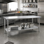 Thumbnail image #2 for Eagle Group Budget Series T3660SB 60-Inch x 36-Inch Stainless Steel Work Table with Open Base, Adjustable Undershelf and 430 Top