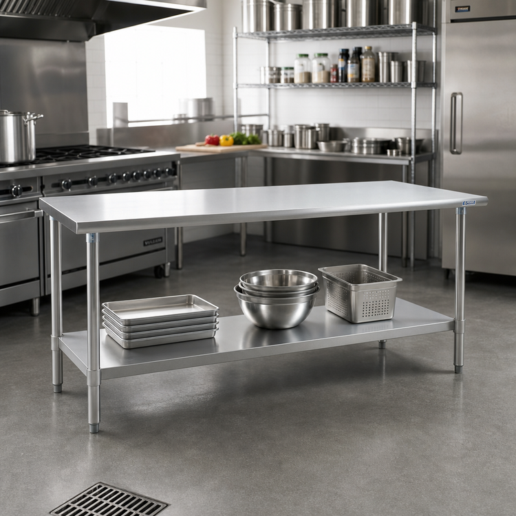 Product image #2 for Eagle Group Budget Series 60-Inch x 36-Inch Stainless Steel Work Table with Adjustable Undershelf