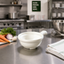 Thumbnail image #2 for Microwave-Ware 12 oz White Polycarbonate Footed Handled Soup Bowl, 5-5/16 Inch