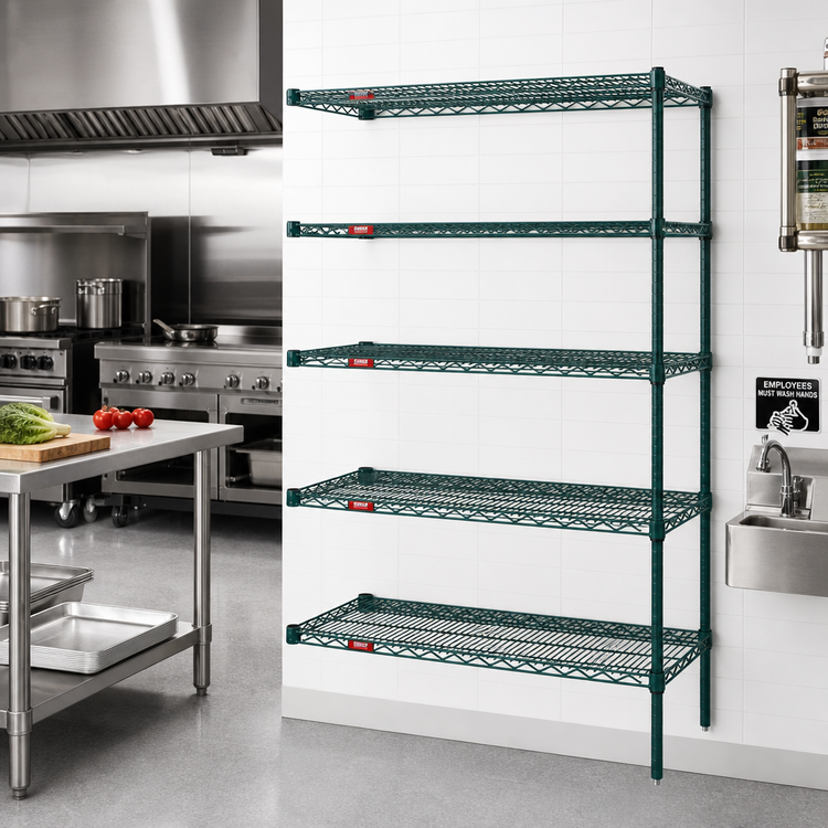 Product image #2 for Eagle Valu-Gard 5-Tier Add-On Wire Shelving Unit, 36W x 24D x 74H, Green Epoxy Finish