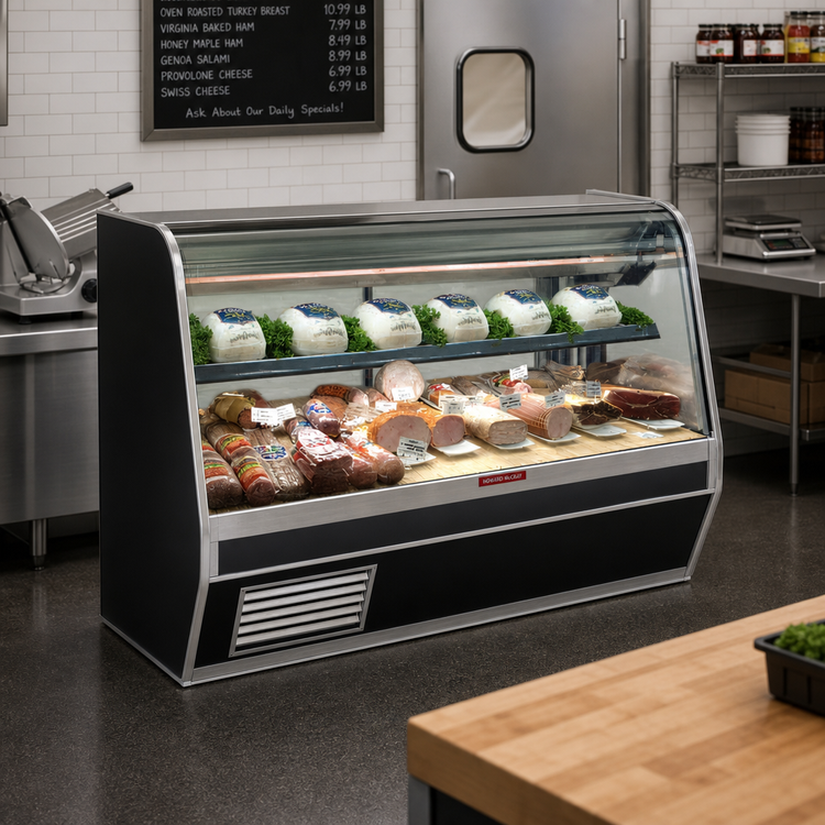 Product image #2 for Howard-McCray 32E Series 50 Inch Curved Glass Full-Service Deli Meat & Cheese Service Case with Self-Contained Refrigeration